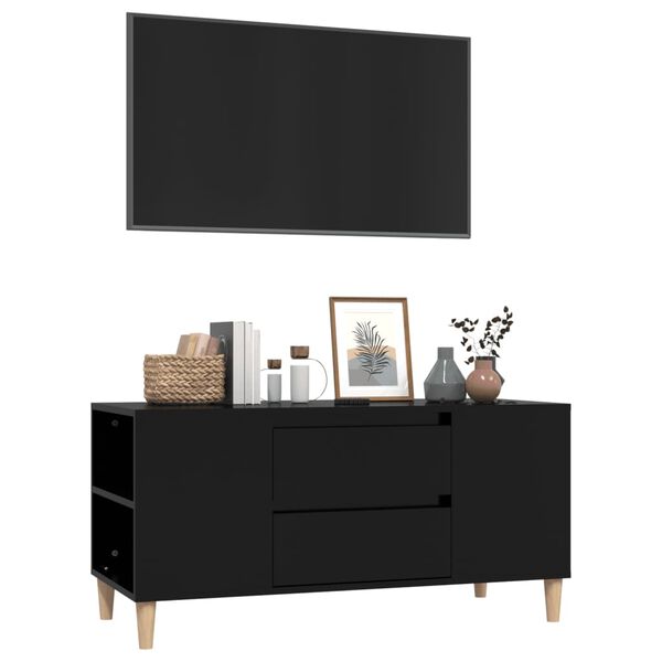 vidaXL Meuble TV Noir 102x44,5x50 cm Bois d'ingénierie