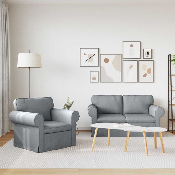 vidaXL Ensemble de Canap&eacute;s 2 pcs Gris clair 155 x 82 x 80 cm tissu