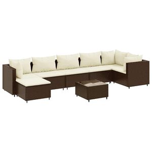 vidaXL Salon de jardin avec coussins 8 pcs marron r&eacute;sine tress&eacute;e