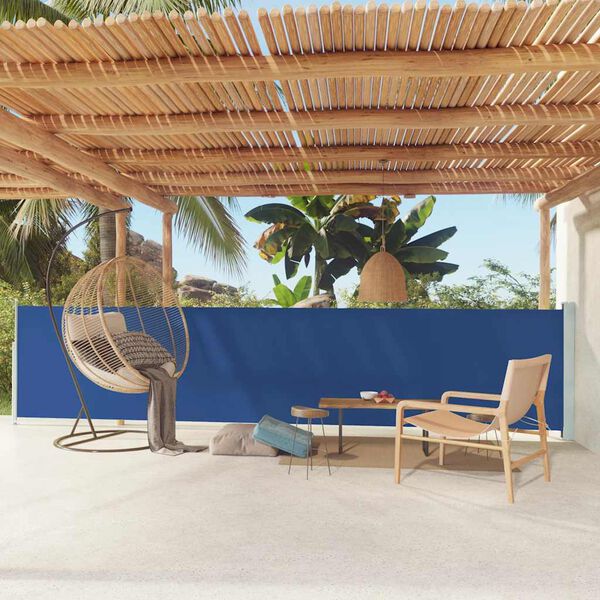 vidaXL Auvent lat&eacute;ral r&eacute;tractable de patio 117x600 cm Bleu