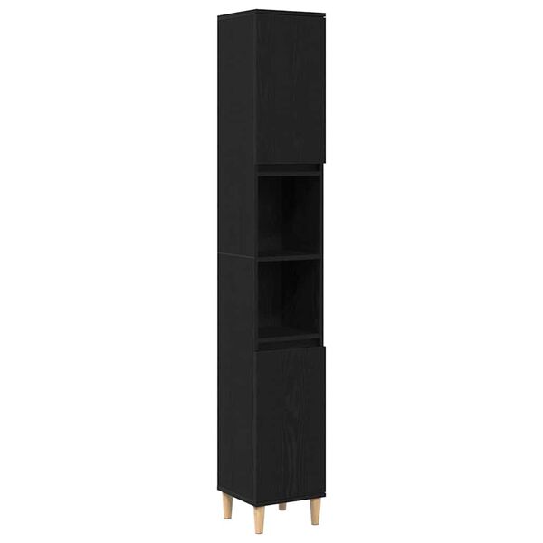 vidaXL Cabinet de salle de bain avec porte Chêne noir 30 x 30 x 190 cm