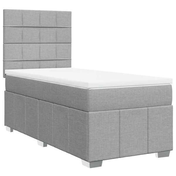 vidaXL Sommier &agrave; lattes de lit avec matelas Gris clair 90x200 cm Tissu