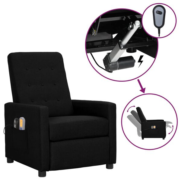 vidaXL Fauteuil électrique de massage Noir Tissu