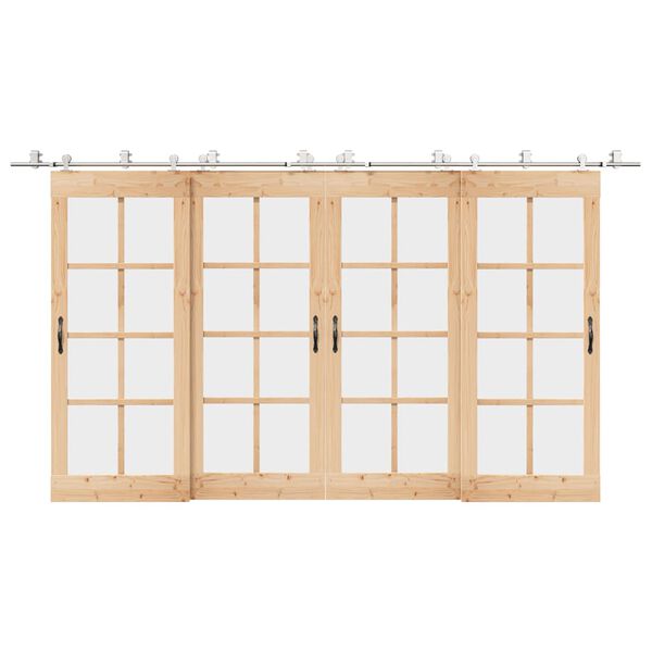 vidaXL Kit fixation porte coulissante 200 cm Acier inoxydable Argenté