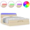 vidaXL Lit ottoman avec matelas et LED cr&egrave;me 180x200cm tissu