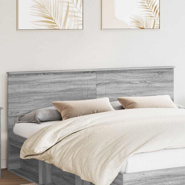 vidaXL T&ecirc;te de lit Gris Sonoma 200 cm Bois d'ing&eacute;nierie