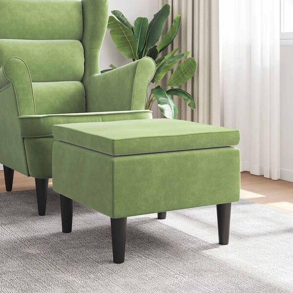 vidaXL Tabouret avec pieds en bois Vert clair Velours
