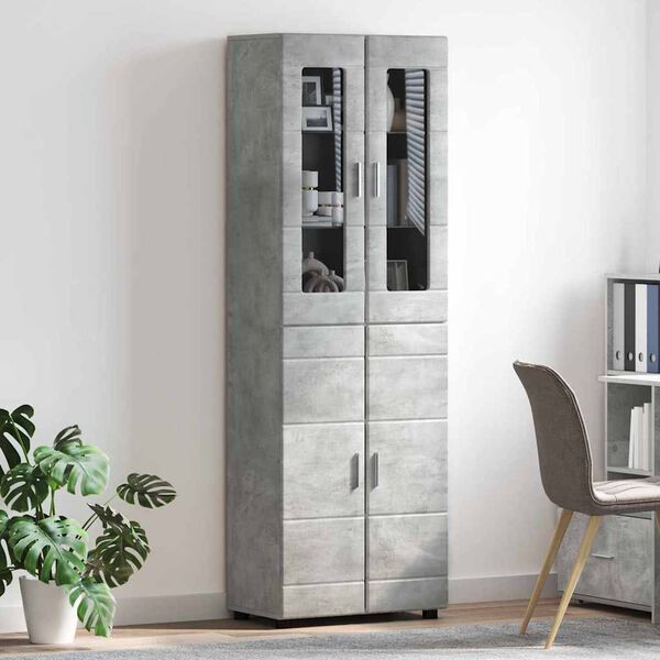 vidaXL Haut Armoire avec &eacute;tag&egrave;re FLORIN Gris b&eacute;ton 60 x 35 x 182 cm