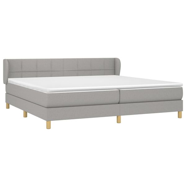 vidaXL Sommier &agrave; lattes de lit avec matelas Gris clair 200x200cm Tissu