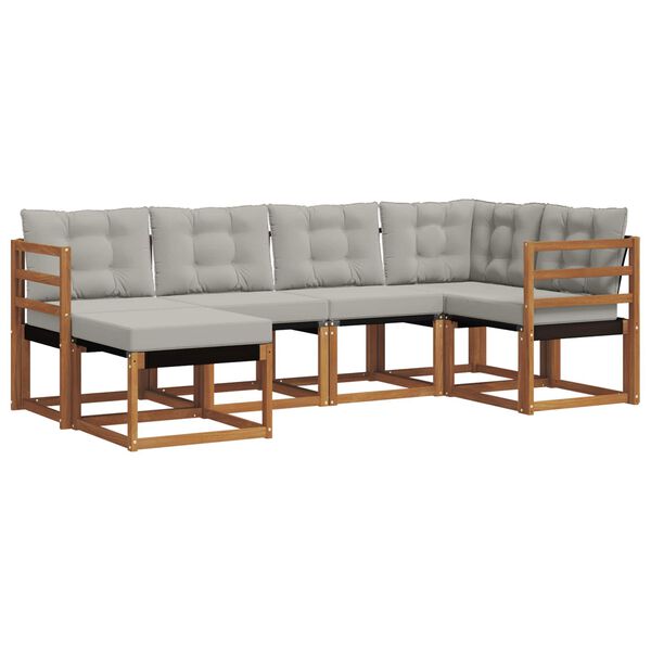 vidaXL Ensemble de canap&eacute;s d'ext&eacute;rieur 6 pcs Gris Naturel et Clair