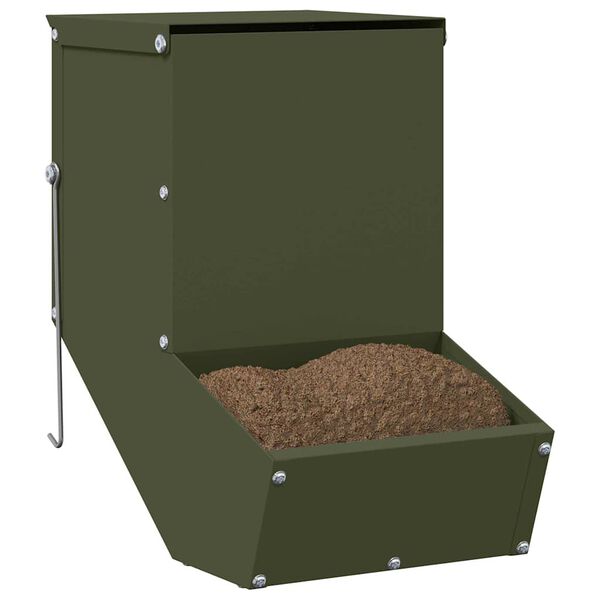 vidaXL Distributeur pour lapins Vert olive 17,5 x 26 x 28,5 cm