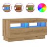 vidaXL Meuble TV avec lumi&egrave;res LED ch&ecirc;ne artisanal bois d'ing&eacute;nierie