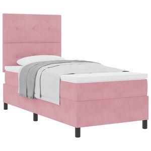 vidaXL Lit &agrave; ressorts avec matelas Rose 80 x 200 cm tissu