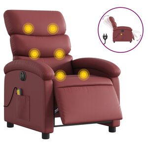 vidaXL Fauteuil de massage inclinable &eacute;lectrique rouge bordeaux