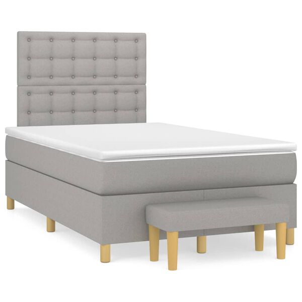 vidaXL Sommier &agrave; lattes de lit avec matelas Gris clair 120x200cm Tissu
