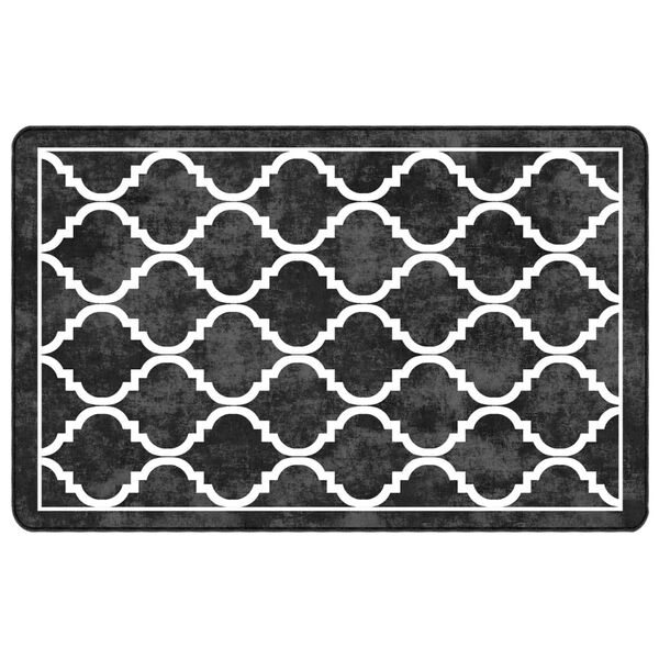 vidaXL Tapis lavable noir et blanc 190x300 cm