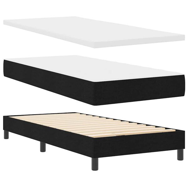 vidaXL Lit &agrave; ressorts avec matelas Noir 200 x 160 cm Polyester