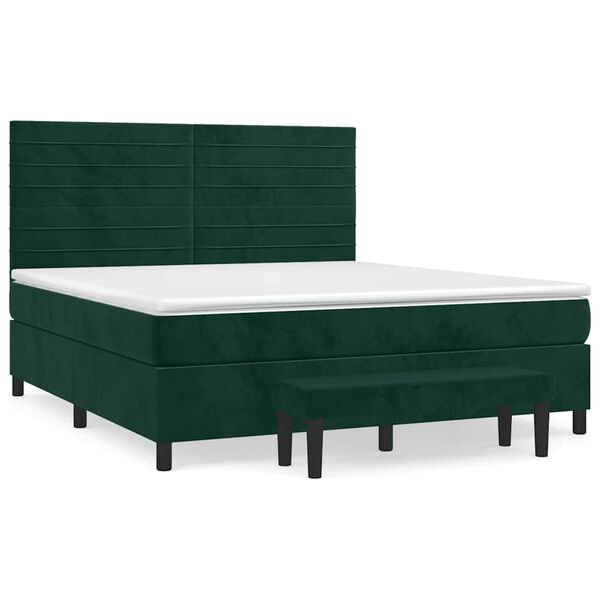 vidaXL Sommier &agrave; lattes de lit et matelas Vert fonc&eacute; 160x200cm Velours