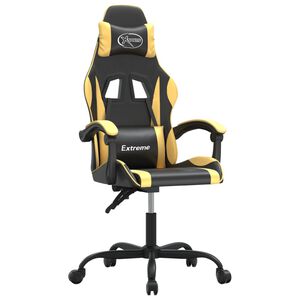 vidaXL Chaise de jeu pivotante Noir et dor&eacute; Similicuir