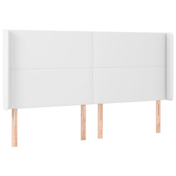 vidaXL T&ecirc;te de lit avec oreilles Blanc 183x23x118/128 cm Similicuir