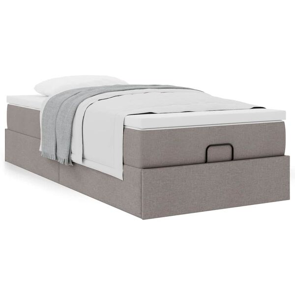 vidaXL Cadre de lit ottoman avec matelas taupe 90x200 cm tissu