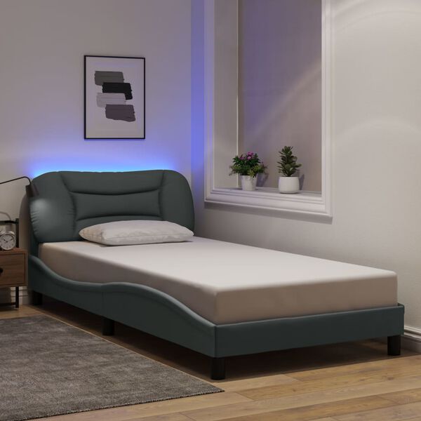 vidaXL Cadre de lit avec LED sans matelas Hvar gris clair 100x200 cm tissu