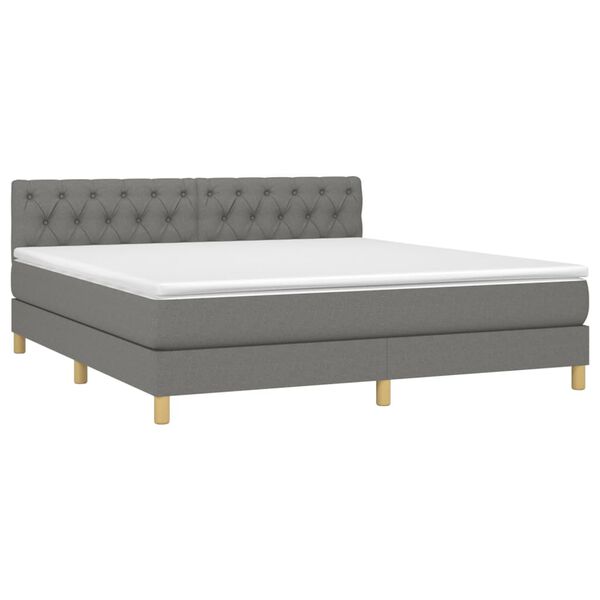 vidaXL Sommier &agrave; lattes de lit et matelas et LED Gris fonc&eacute; 160x200 cm