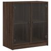 vidaXL Armoire lat&eacute;rale avec portes en verre ch&ecirc;ne marron 68x37x75,5cm