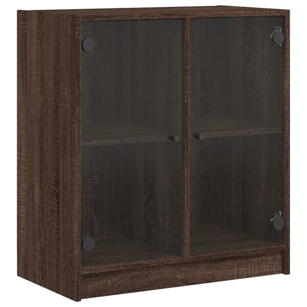 vidaXL Armoire lat&eacute;rale avec portes en verre ch&ecirc;ne marron 68x37x75,5cm