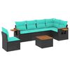 vidaXL Salon de jardin 7 pcs avec coussins noir r&eacute;sine tress&eacute;e