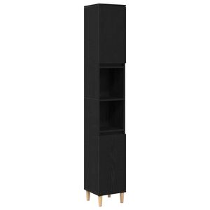 vidaXL Cabinet de salle de bain avec porte Ch&ecirc;ne noir 30 x 30 x 190 cm