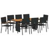 vidaXL Ensemble de salle &agrave; manger pour jardin 9 pc Noir polyrotin