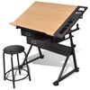 vidaXL Table &agrave; dessin inclinable 2 tiroirs et tabouret