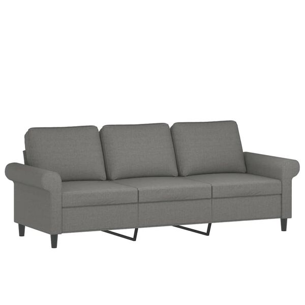 vidaXL Canap&eacute; 3 places et oreillers et coussins Gris fonc&eacute; 180cm Tissu