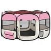 vidaXL Parc pliable pour chien avec sac de transport Rose 125x125x61cm