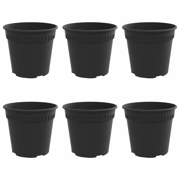 vidaXL Pot &agrave; fleurs rond 6 pcs Noir &Oslash; 17 x 14 cm Plastique