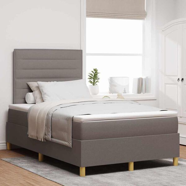 vidaXL Lit &agrave; ressorts avec matelas Taupe 120 x 190 cm tissu