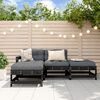 vidaXL Salon de jardin 4 pcs avec coussins noir bois massif