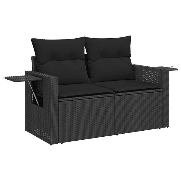vidaXL Salon de jardin 5 pcs avec coussins noir r&eacute;sine tress&eacute;e
