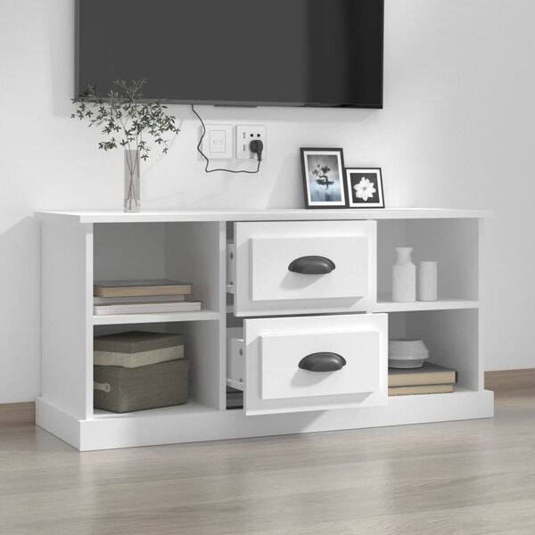 vidaXL Meuble TV blanc 99,5x35,5x48 cm bois d'ingénierie