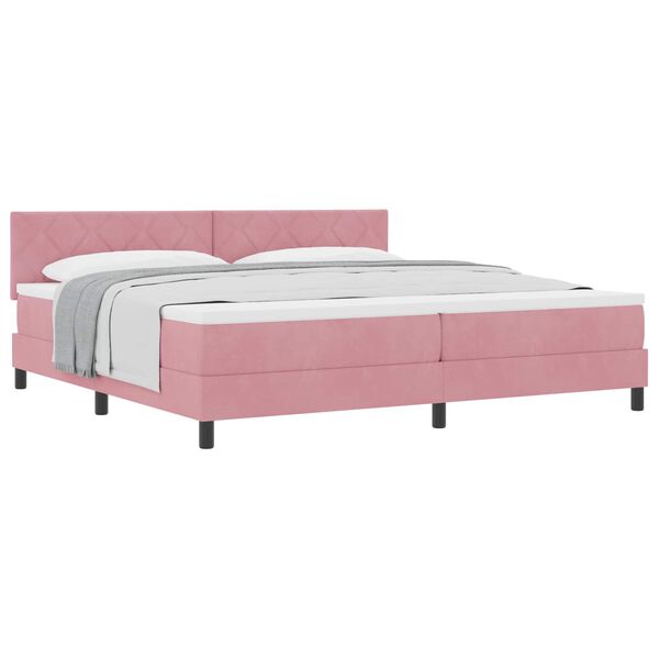 vidaXL Lit &agrave; ressorts avec matelas Rose 200 x 200 cm Velours