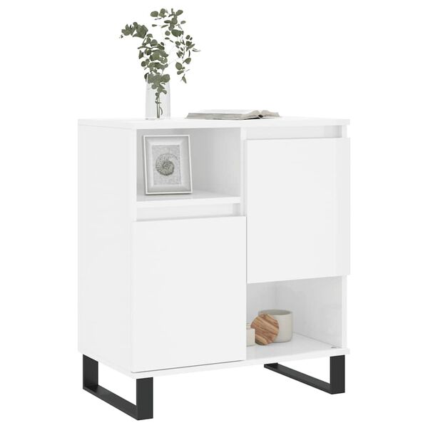 vidaXL Buffet Blanc brillant 60x35x70 cm Bois d'ingénierie
