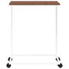 vidaXL Table d'appoint avec roues Blanc 55x35x70 cm Bois d'ing&eacute;nierie