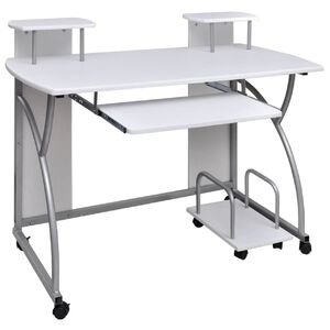 vidaXL Bureau d'ordinateur Blanc 110x52x88,5 cm Bois d&rsquo;ing&eacute;nierie