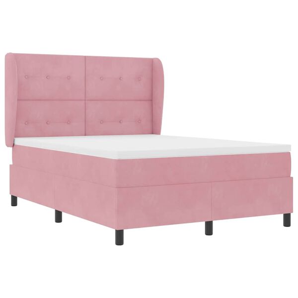 vidaXL Lit &agrave; ressorts avec matelas Rose 200 x 140 cm Polyester