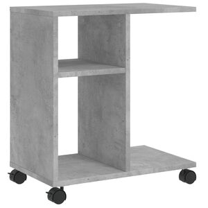 vidaXL Table d'appoint avec roues gris b&eacute;ton bois d'ing&eacute;nierie