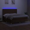 vidaXL Sommier &agrave; lattes de lit matelas et LED Marron fonc&eacute; 180x200 cm