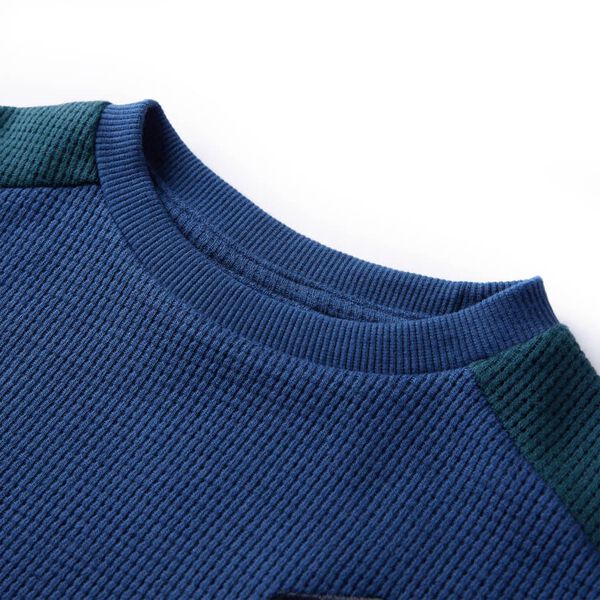 Sweatshirt gaufr&eacute; pour enfants bleu marine 128