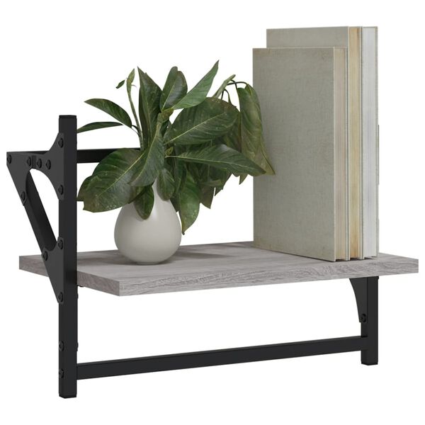 vidaXL Étagères murales avec barres 2 pcs sonoma gris 40x25x30 cm