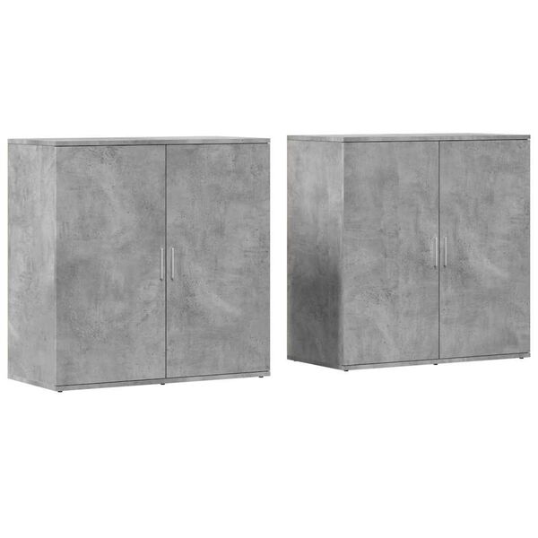vidaXL Buffets 2 pcs gris b&eacute;ton 79x38x80 cm bois d'ing&eacute;nierie